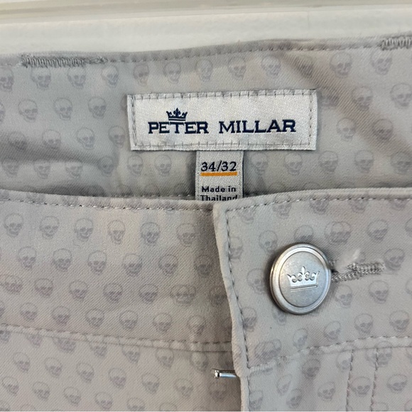 PETER MILLAR Mens Pants Golf Seeing Double Skulls British Gray - Picture 1 of 8